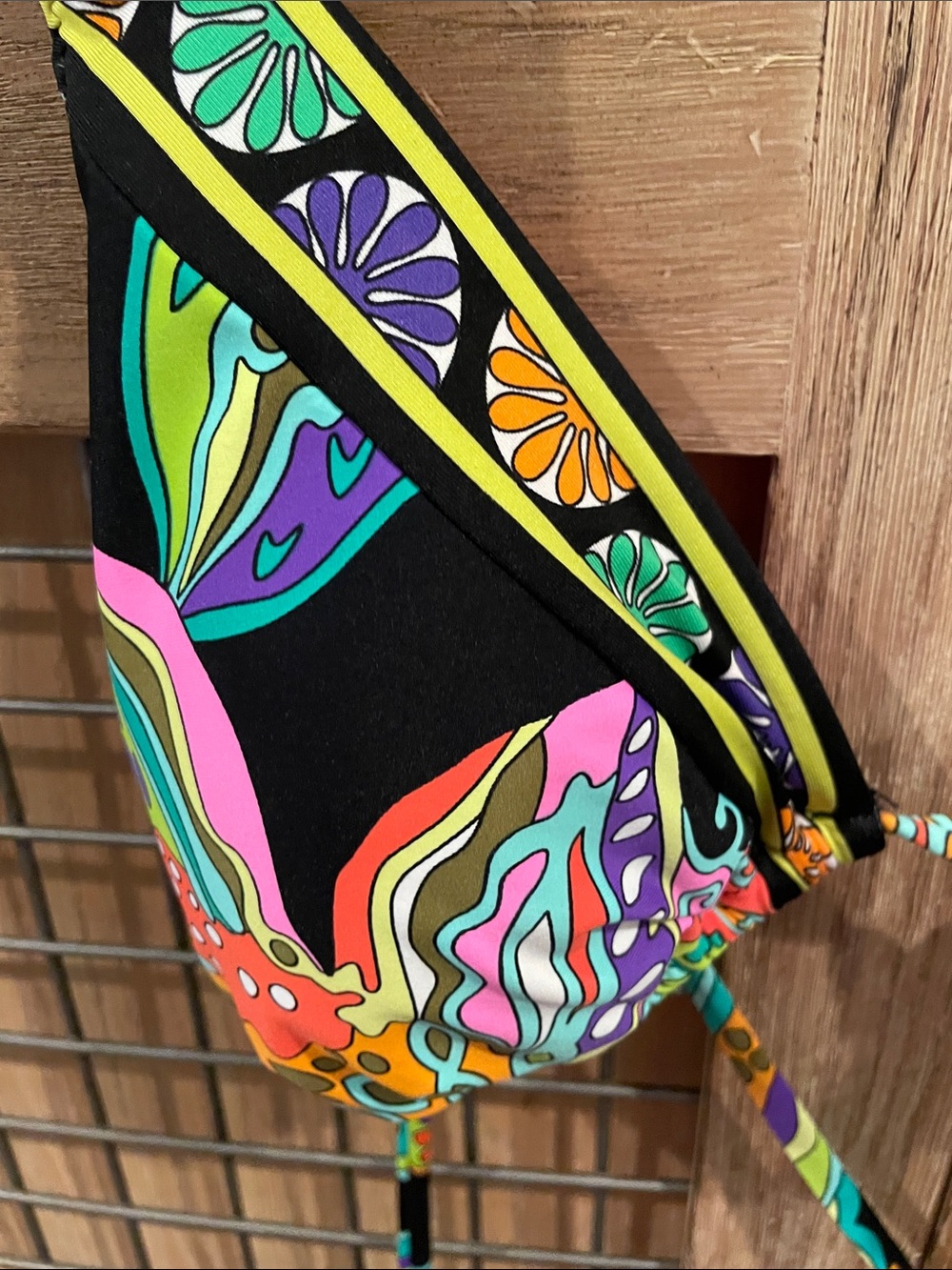 Trina Turk Black Multicolor Paisley Tie-String Bikini Top - Picture 2 of 5
